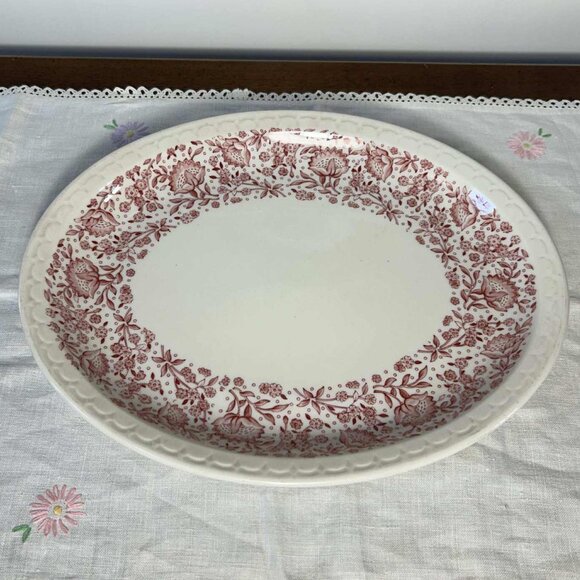 Syracuse China - Mayflower Red 13.25" Oval Serving Platter - Picture 1 of 8